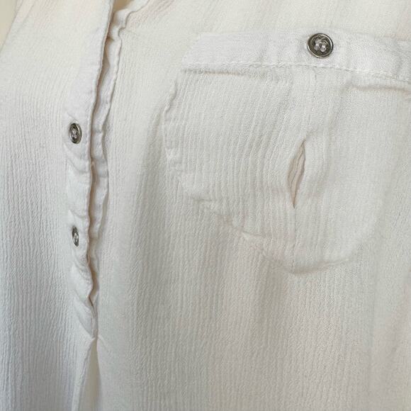 Altar'd State Oversized White Rayon Long Sleeve Half Button Up Top Women's Small - Picture 4 of 11